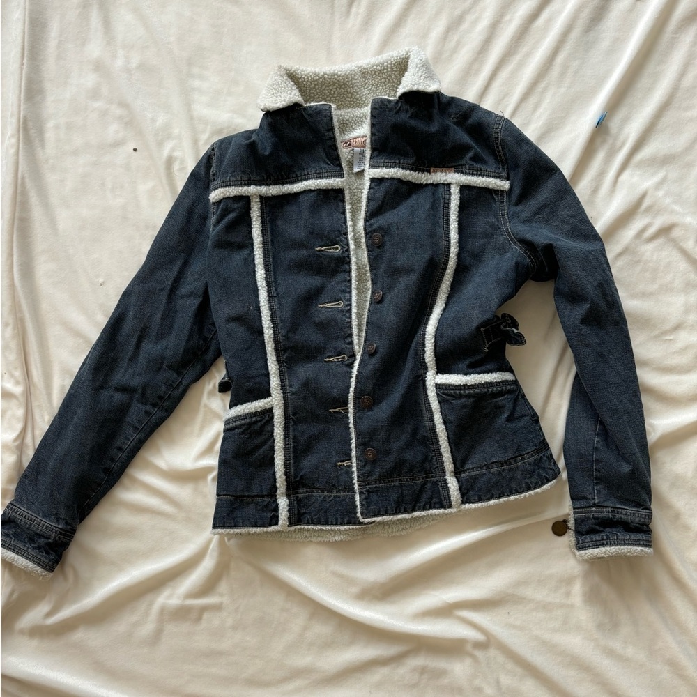 y2k billabong sherpa denim jacket!!